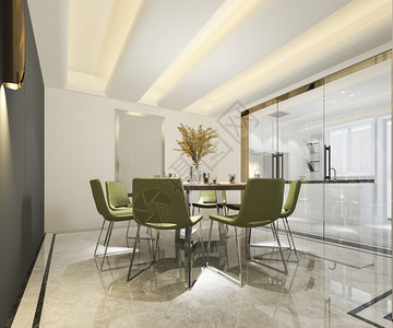 家具3D提供美丽的现代厨房和餐饮区屋冰箱图片