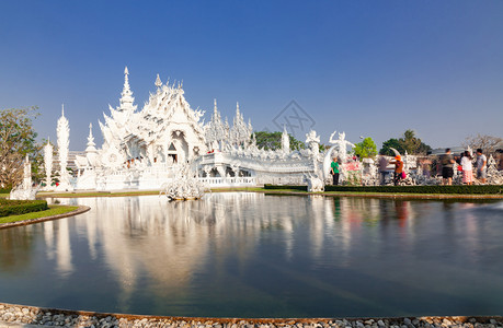蒋泰国清莱著名的白寺荣坤瓦清莱的白殿水图片