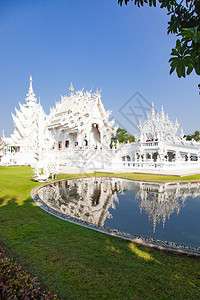 白色的亚洲泰国清莱著名的白寺荣坤瓦清莱的白殿图片