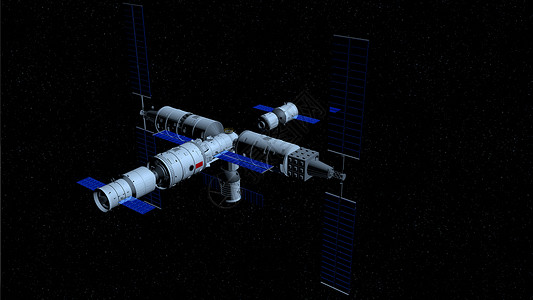 神舟二号云神舟载人飞船与天宫三号核心舱耦合方向空间站与星背景3D插图神舟载人飞船在与天宫三号耦合方向空间站与星背景3D插图使命宇设计图片