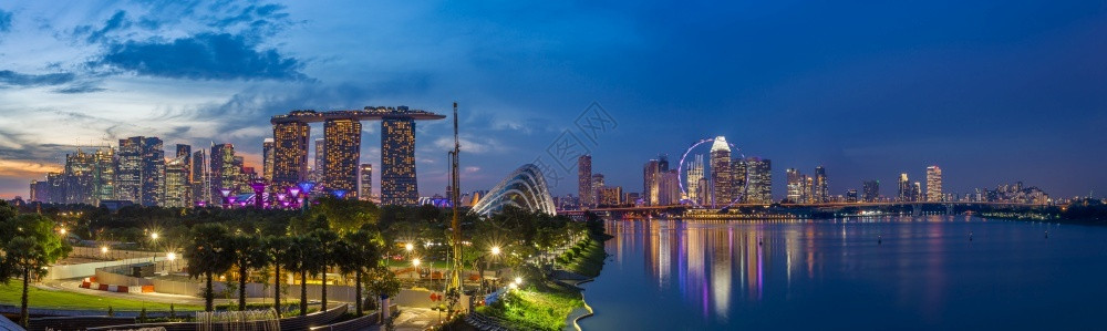 新加坡商业区夜景图片