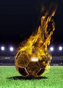 金的易燃体育场竞技上的烈足球烧焦图片
