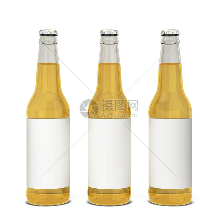 玻璃庆祝凉爽的白底孤立啤酒瓶三德插图图片