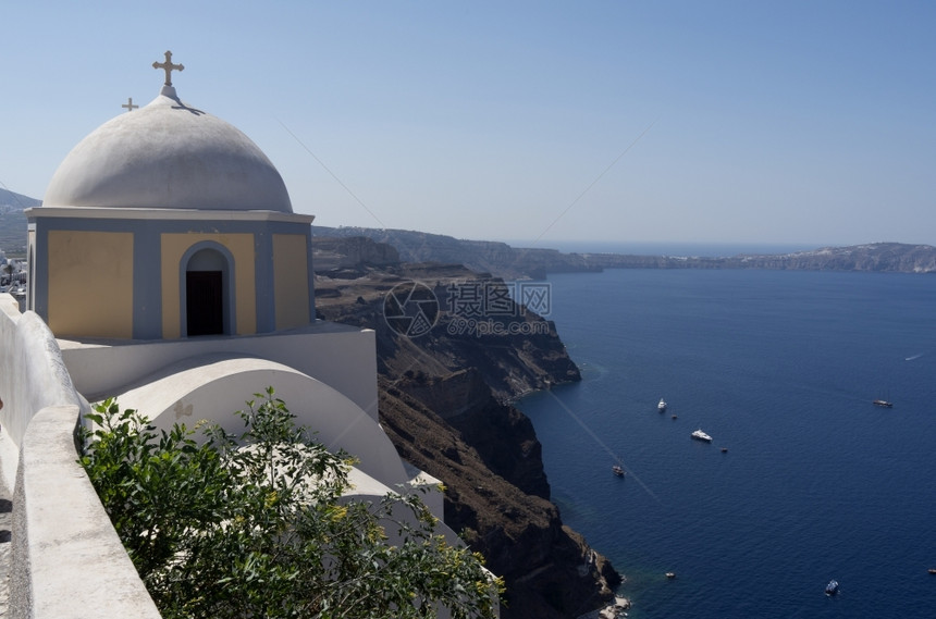 希腊圣托里尼岛Thira教堂祷告欧洲尊重图片