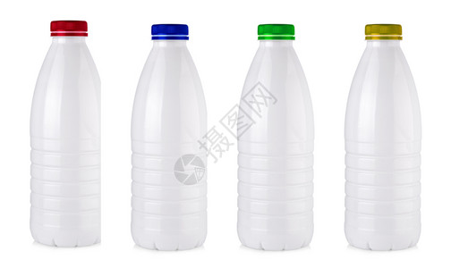 白色背景的一套塑料奶瓶装营养空白的新鲜高清图片