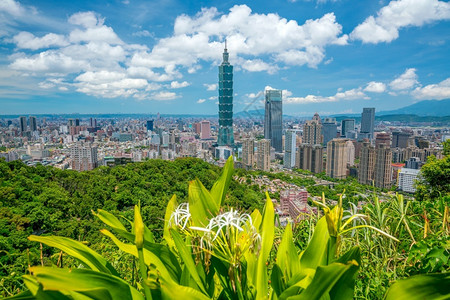 中央场景台北市中心湾蓝天线亚洲图片