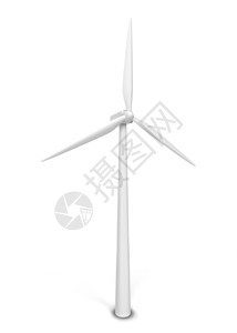 活力磨风能发电机3d插图白色背景上孤立的环境图片