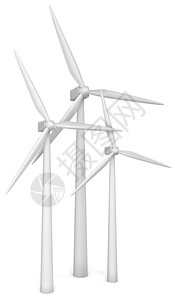 刀塔自然白色背景上的风能发电机3d插图Name图片