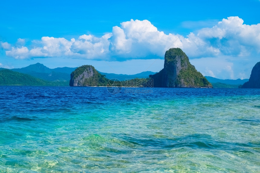 支撑菲律宾ElNidoPalawan等热带海湾和山区岛屿的景象浪漫风优美图片