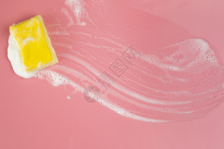 高清晰度照片最上观海绵有泡沫粉红背景彩色照片高质量品气泡明亮的厨房图片