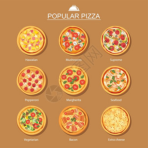 小吃奶酪在背景设计海报传单横幅上用不同的菜单设置比萨片起司图片
