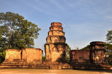 蓝色的遗产历史柬埔寨吴哥著名废墟的地印图片