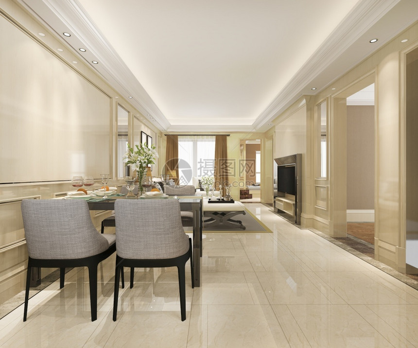 灯3d提供现代餐厅和客配有豪华装饰品现代的自在图片