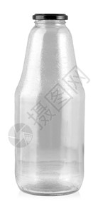 喝空的玻璃瓶在白背景上隔开封盖福利图片