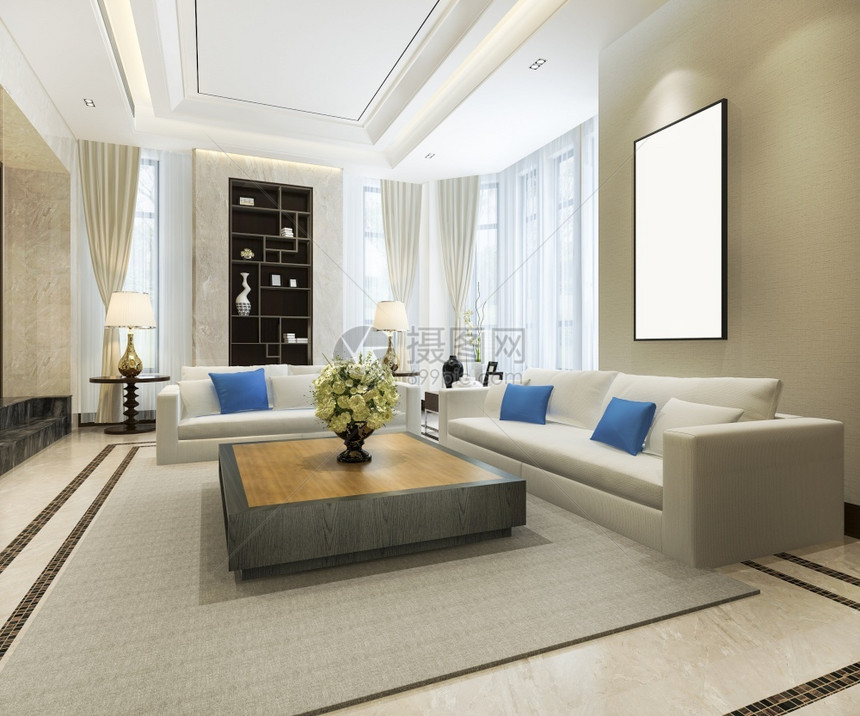 灯桌子奢华3d提供传统的架子客厅和豪华装饰图片