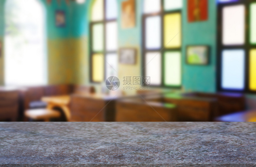 在餐厅咖啡馆和店内地的抽象模糊背景面前空大理石桌可以用来展示或装饰你的产品图象片复古的质地柜台图片