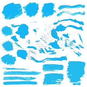 浑海水彩有条纹的蓝色油漆墨水笔触画线条邋遢的收藏装饰肮脏元素墨水画笔触邋遢的收藏插画