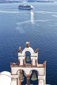 基克拉迪希腊圣托里尼岛伊亚的老式钟楼地标希腊语图片