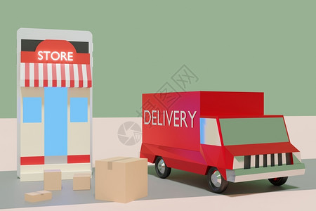 网上采购电子店箱装和运货卡车智能手机3d翻译泰国购买零售图片