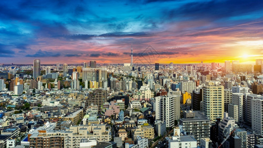高楼日本人城市落时东京市风景全图片