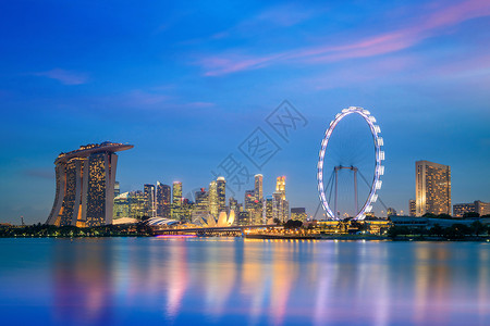 水景高的新加坡金融区日光天际的风景观光图片