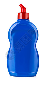 柔软剂在白色背景彩塑料瓶上隔离的蓝色清洁设备在白色背景上隔离的洗涤剂瓶子橙家务材料背景