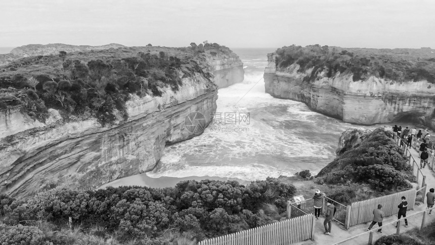 户外海岸澳大利亚LochArd峡谷岩层空中视图体重图片