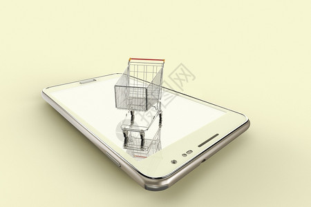 3D提供使用移动设备在线购物的概念图象2D人们便携的行业图片