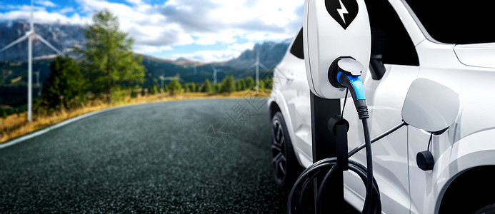 汽车二氧化碳燃料电池在绿色能源和生态旅行的概念中电动发由可持续资源生产向充电器站供应力以便减少动汽车在绿色能源和生态旅行概念中的二氧化碳排放背景