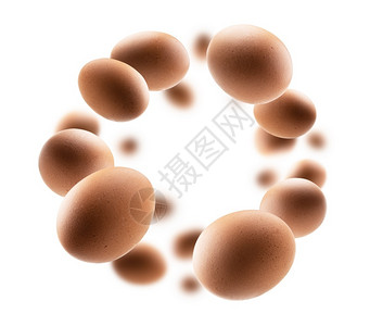 鸡蛋漂浮在白背景上背景图片
