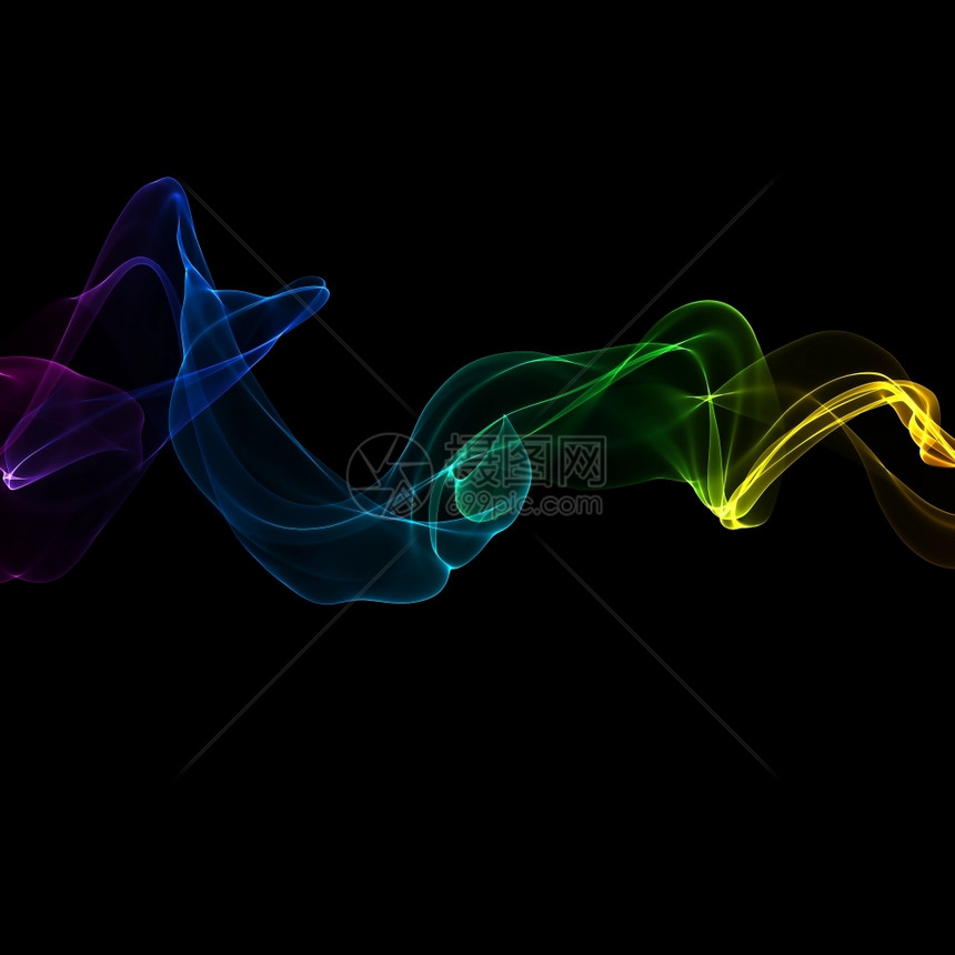 抽象的彩色丝带波闪亮的抽烟混合泳图片