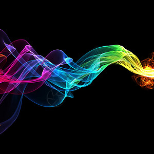 彩虹当代的光束抽象彩色丝带波图片