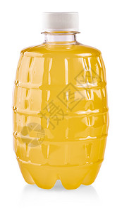 孤立在白色背景上的橙汁塑料瓶白色的满美味图片