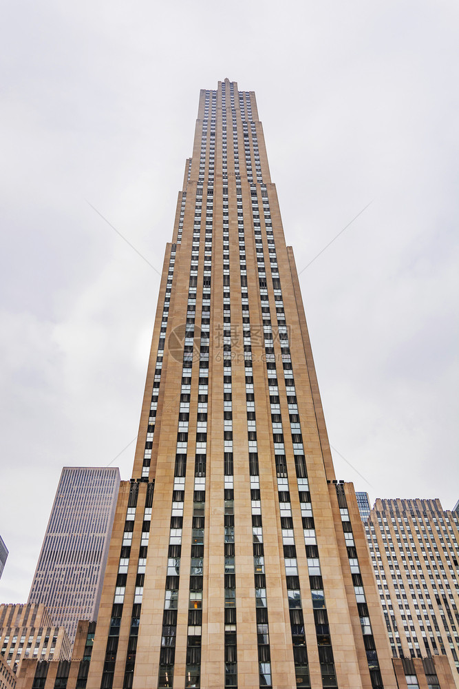 假期美国纽约2016年月洛克菲勒中心摩天大楼的底部视图约克金融的图片