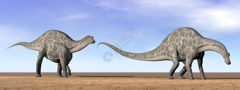 肉食动物数字的景观双叉龙沙漠中两只巨恐站在沙漠中的两只恐龙白天由沙漠中的三维化石恐龙设计图片