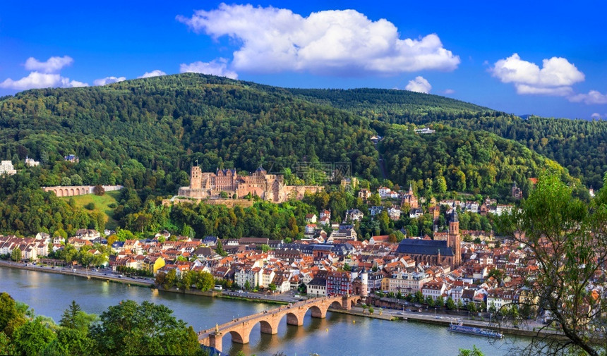 兴趣欧洲德国的旅行和地标美丽的中世纪城镇海德堡图片
