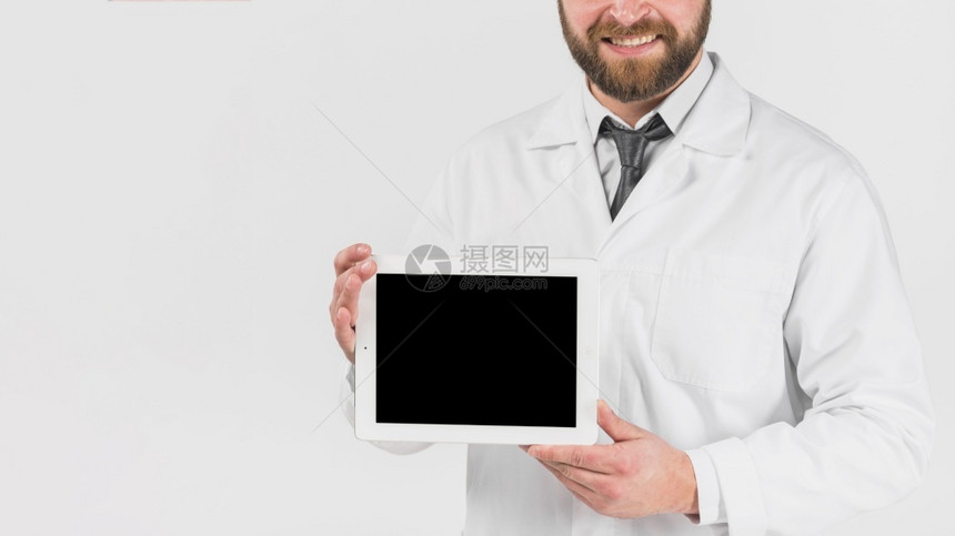 展示平板电脑微笑的医生疾病房间便携的图片
