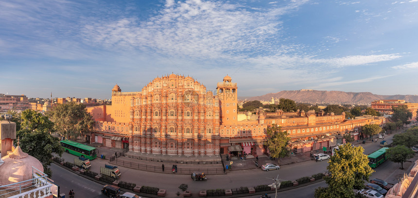 正面印度斋浦尔的哈瓦泰姬陵早晨空中全景印度斋浦尔的哈瓦泰姬陵早晨空中全景户外观光图片