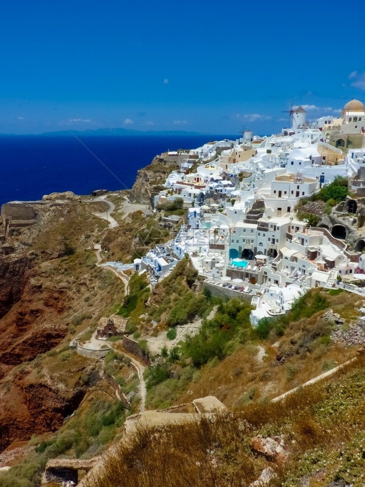 村庄景观家庭奇幻的圣托里尼岛夏季风景希腊Cyclades图片
