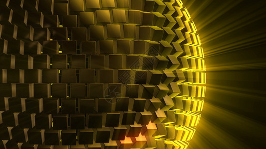 火3D从体积立方块的抽象球体从一个复杂的结构设计中转换出一个空间球中的非三角和亮艺术天体该来自一个复杂的结构设计玻璃不平凡背景图片