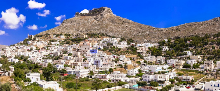 旅游的屋希腊多德卡尼斯希腊Pantelli村美丽的Leros岛港口图片