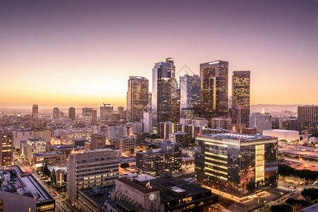 汽车美国加利福尼亚州日落洛杉矶市下城天际线金融的旅行图片