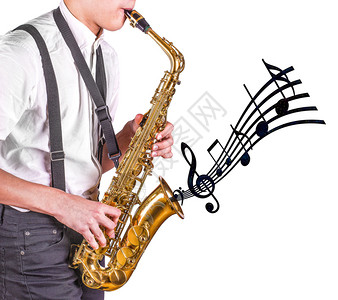 音乐演奏萨克斯管的男人演奏萨克斯管的男人特写吸引艺术家图片