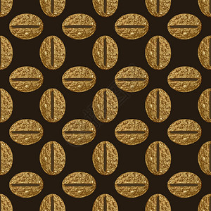 手绘咖啡豆轮廓金属咖啡豆色无缝图案抽象手绘金色背景复古风格中的程式化闪光纹理咖啡豆金色无缝图案复古风格中的化纹理黑暗的背景