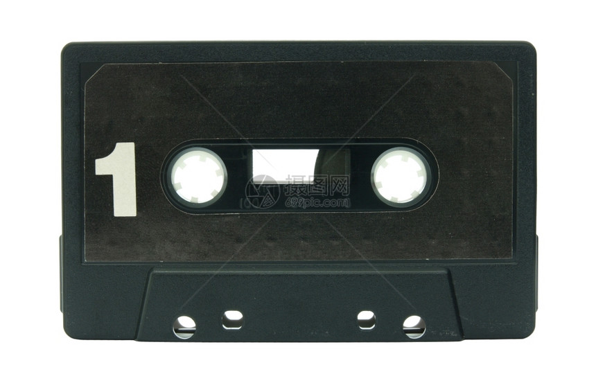 用过的1980年代橙白色上隔离的磁带图片