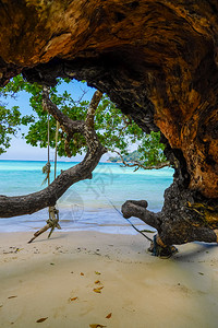 泰国素林岛海热带屿和海滩亚洲明亮的图片