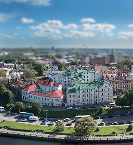 把盏凄然北望俄语最佳Vyborg城堡的全景和从Vyborg城堡Tirtleft效应中Vyborg城堡的望塔全景和木板路建筑学背景