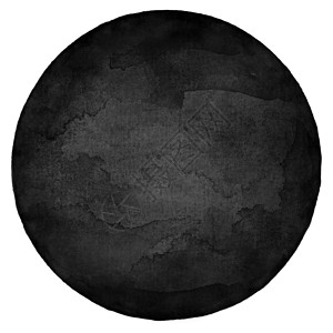 黑色空圆水彩形状在白背景上隔离了油漆纹理以手工制作技术创造的空圆形海藻背景简表帆布诽谤画设计图片