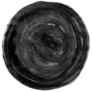 劳动节洗盘子白色的黑空圆水彩形状在白背景上隔离了油漆纹理以手工制作技术创造的空圆形海藻背景简表水色草图设计图片
