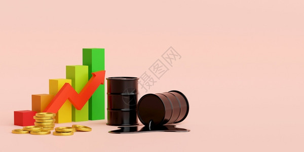 石油美元贸易金融石油桶和美元硬币加上图表增长升3个插图金融的设计图片